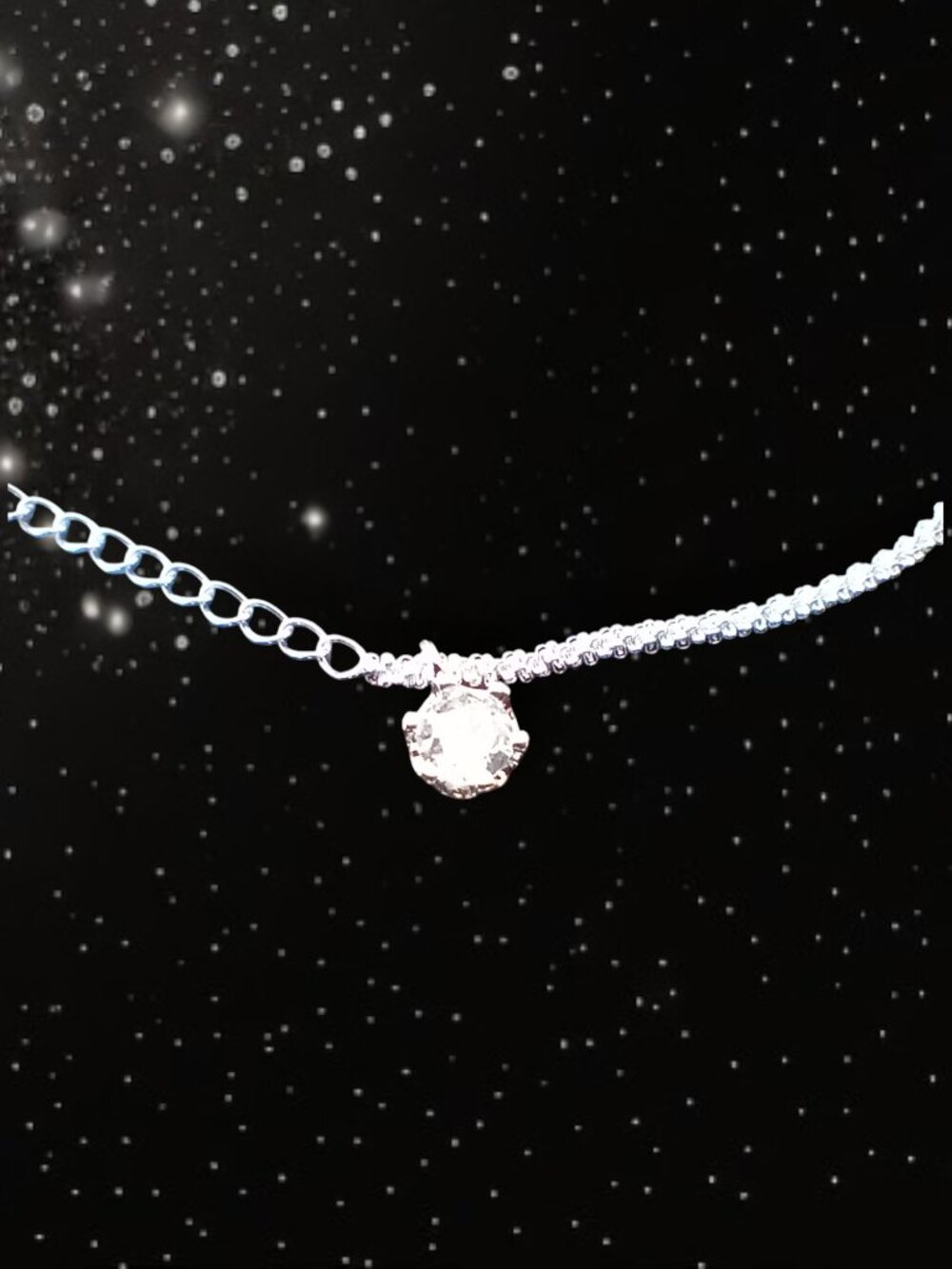 925 sterling silver anklet bracelet with rhinestone charm NEW